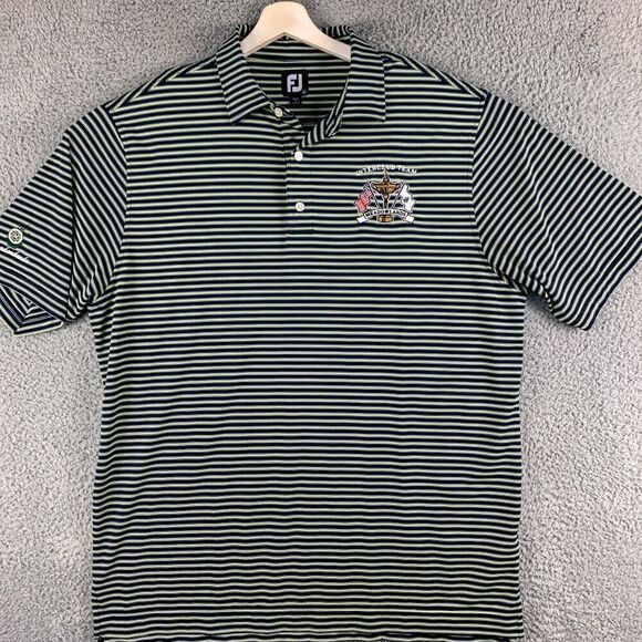 Footjoy Shirt Men‎ Extra Large Black Yellow Stripe Golf Polo FJ Meadowlands - Picture 1 of 13